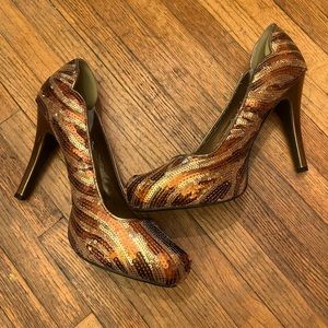 Lovely People Vera Gold Bronze High Heel Pumps Stiletto Size 10M Girls Night Out